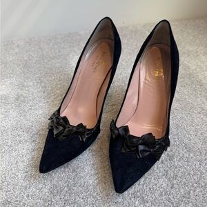 Kate Spade Black Suede Bow Pumps